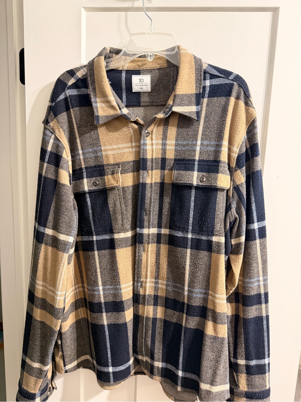 7 Diamonds Men's Plaid Shacket — Navy & Tan